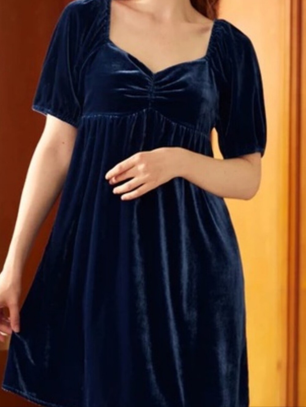 NWOT Modcloth Velvet Short Dress - Navy